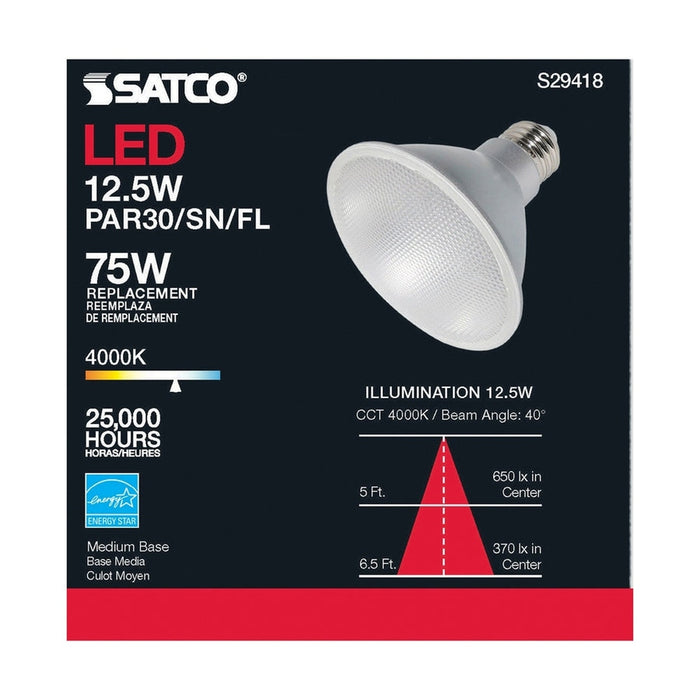 SATCO 12.5 Watt - PAR30SN LED - 4000K - 40 deg. Beam Angle - Medium base - 120 Volt S29418