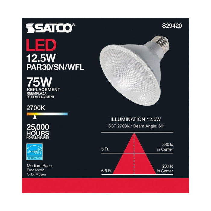 SATCO 12.5 Watt - PAR30SN LED - 2700K - 60 deg. Beam Angle - Medium base - 120 Volt S29420