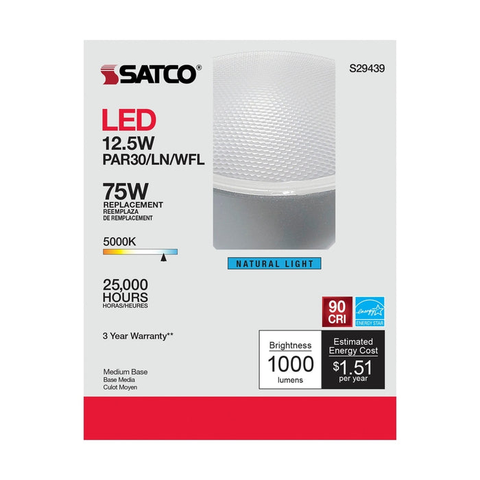 SATCO 12.5 Watt - PAR30LN LED - 5000K - 60 deg. Beam Angle - Medium base - 120 Volt S29439