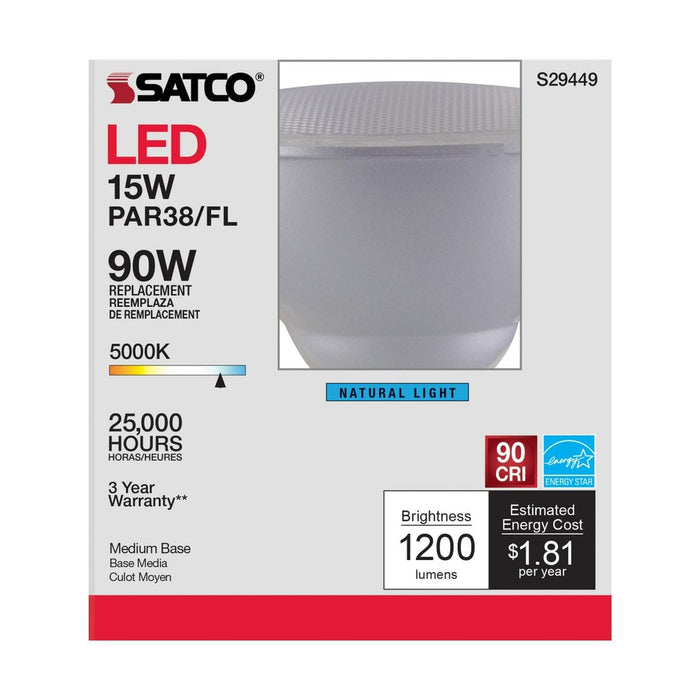 15 Watt - PAR38 LED - 5000K - 40 deg. Beam Angle - Medium base - 120 Volt - 6-Pack