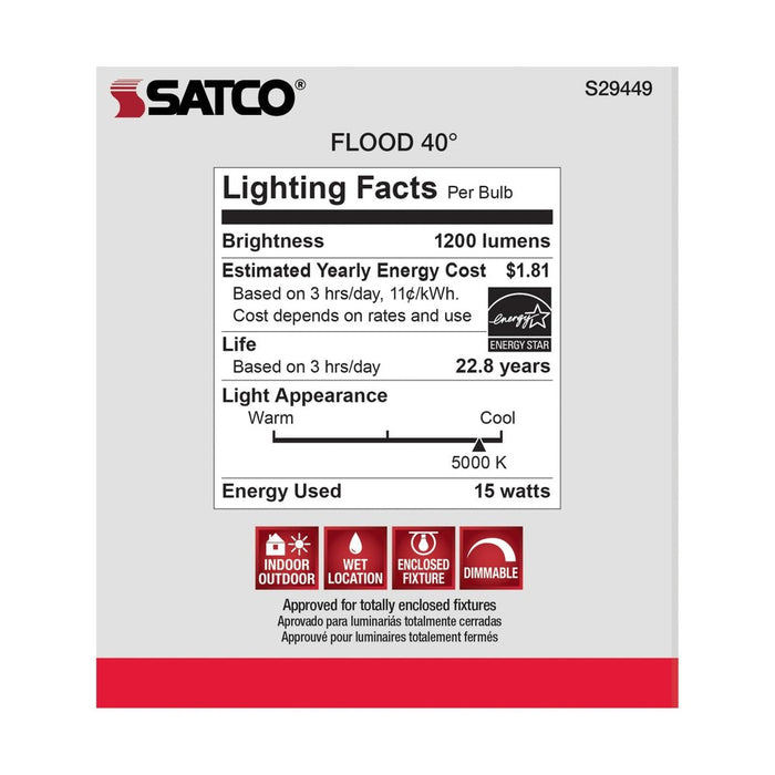15 Watt - PAR38 LED - 5000K - 40 deg. Beam Angle - Medium base - 120 Volt - 6-Pack