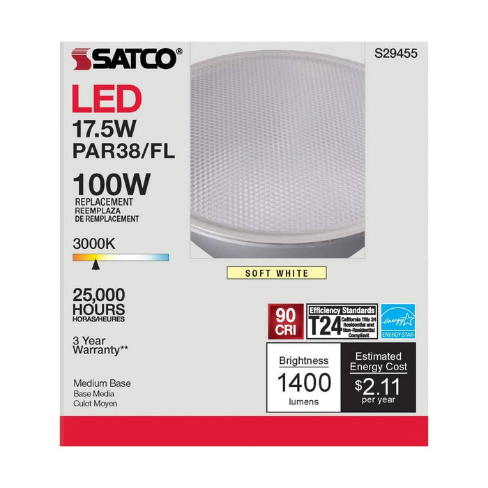17.5 Watt - PAR38 LED - 3000K - 40 deg. Beam Angle - Medium base - 120 Volt - 6-Pack