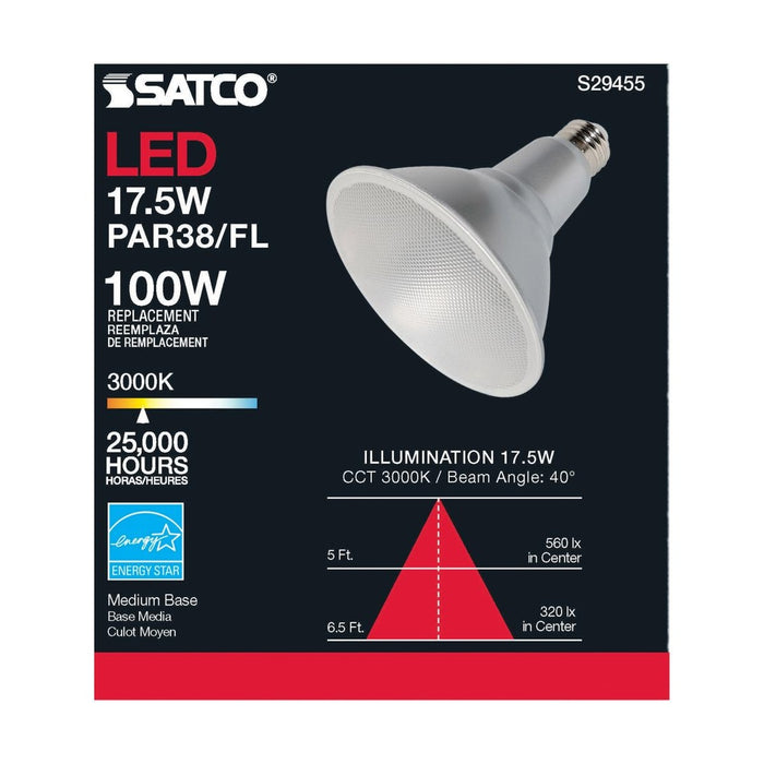17.5 Watt - PAR38 LED - 3000K - 40 deg. Beam Angle - Medium base - 120 Volt - 6-Pack