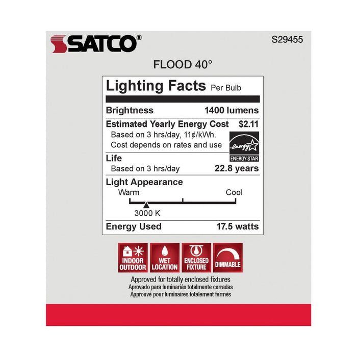 17.5 Watt - PAR38 LED - 3000K - 40 deg. Beam Angle - Medium base - 120 Volt - 6-Pack
