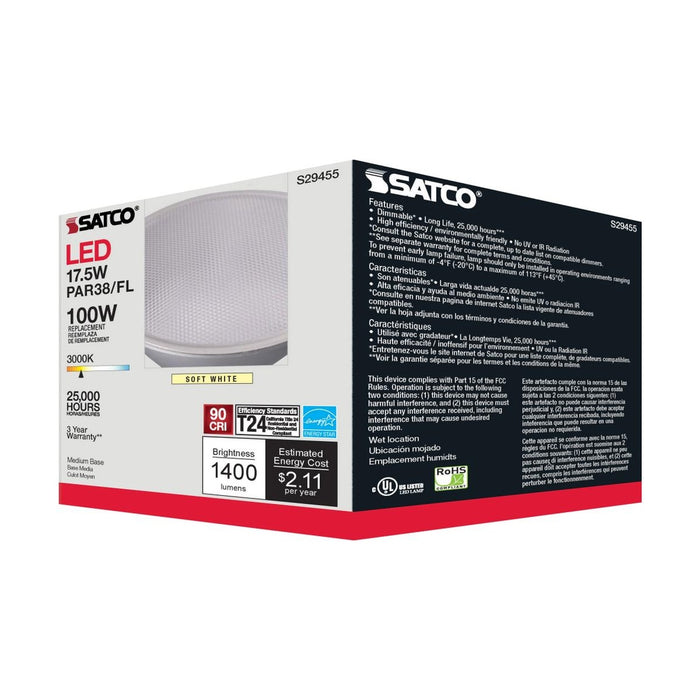 17.5 Watt - PAR38 LED - 3000K - 40 deg. Beam Angle - Medium base - 120 Volt - 6-Pack