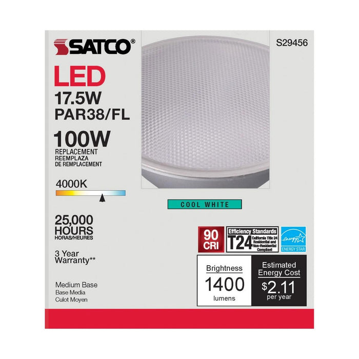 17.5 Watt - PAR38 LED - 4000K - 40 deg. Beam Angle - Medium base - 120 Volt - 6-Pack