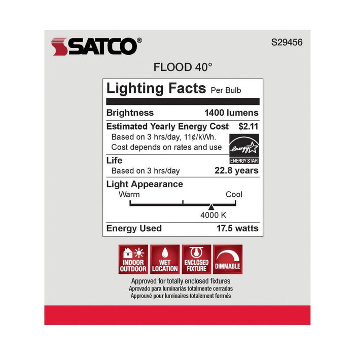 17.5 Watt - PAR38 LED - 4000K - 40 deg. Beam Angle - Medium base - 120 Volt - 6-Pack