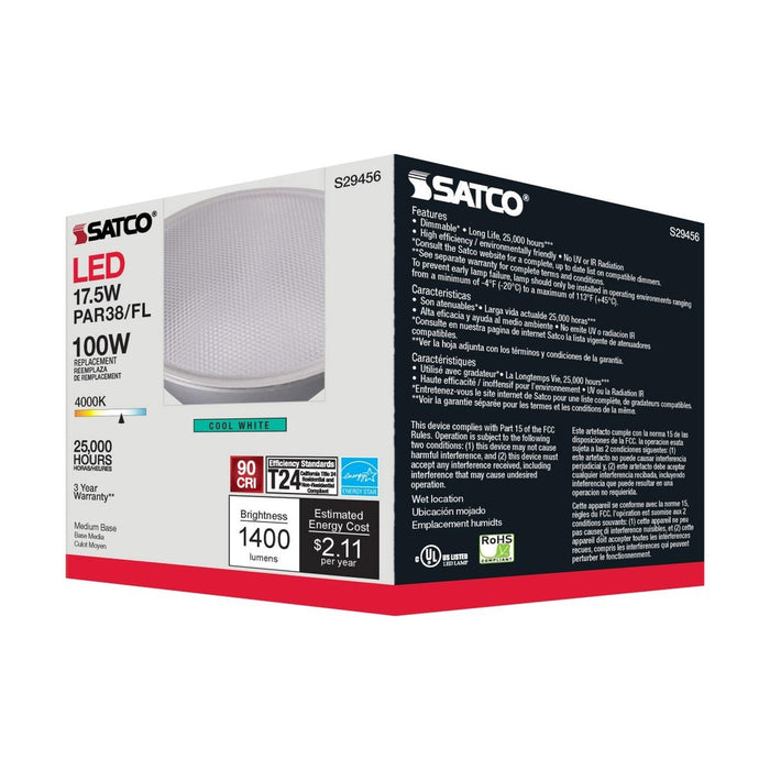 17.5 Watt - PAR38 LED - 4000K - 40 deg. Beam Angle - Medium base - 120 Volt - 6-Pack