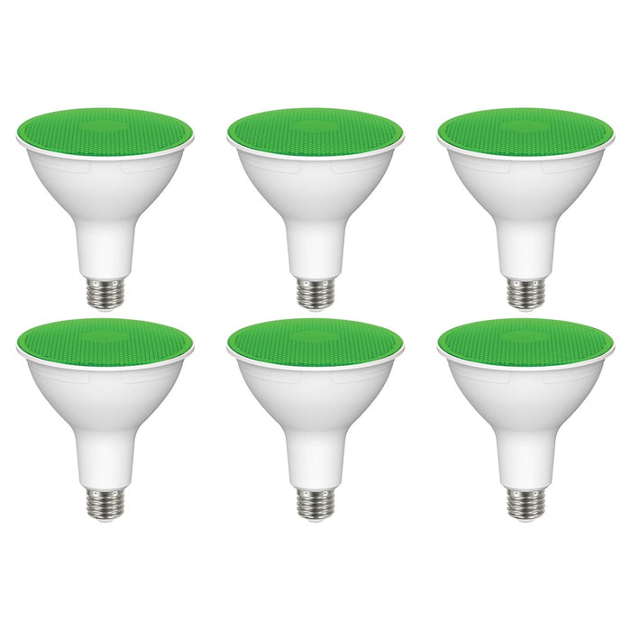 11.5W PAR38 LED - Green - 90 degree Beam Angle - Medium base - 120V - 6-Pack