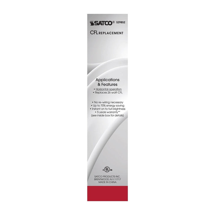 SATCO 9 Watt LED PL 4-Pin - 4000K - 1100 Lumens - G24q base - 50000 Average rated hours - 120 Deg. Beam Angle - Type A - Ballast dependent S29852