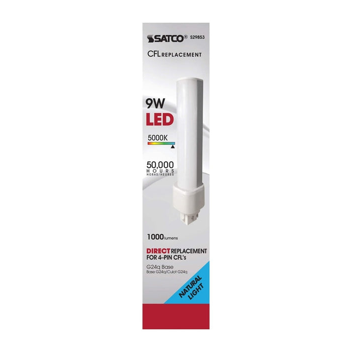 SATCO 9 Watt LED PL 4-Pin - 5000K - 1100 Lumens - G24q base - 50000 Average rated hours - 120 Deg. Beam Angle - Type A - Ballast dependent S29853