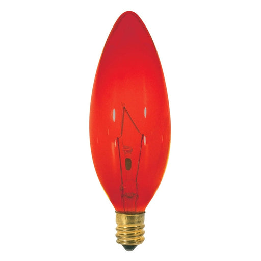 SATCO 25 Watt BA9 1/2 Incandescent - Transparent Red - 1500 Average rated hours - Candelabra base - 120 Volt S3219