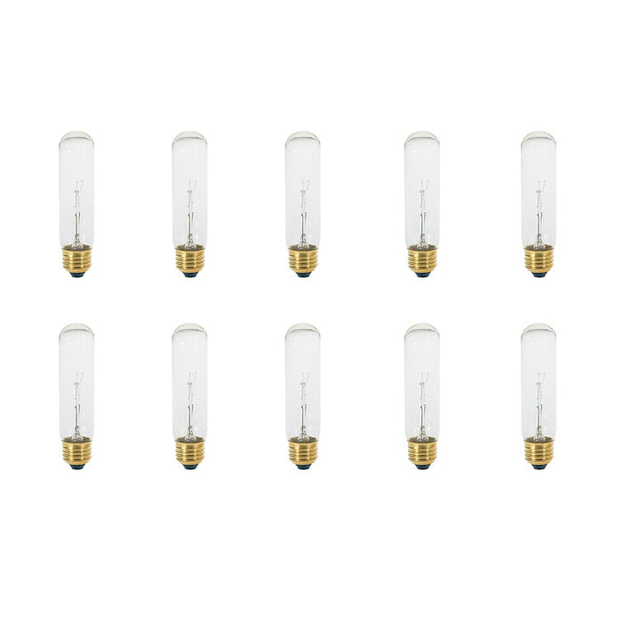 25 Watt T10 Incandescent - Clear - 200 Lumens - Medium base - 120 Volt - 10-Pack