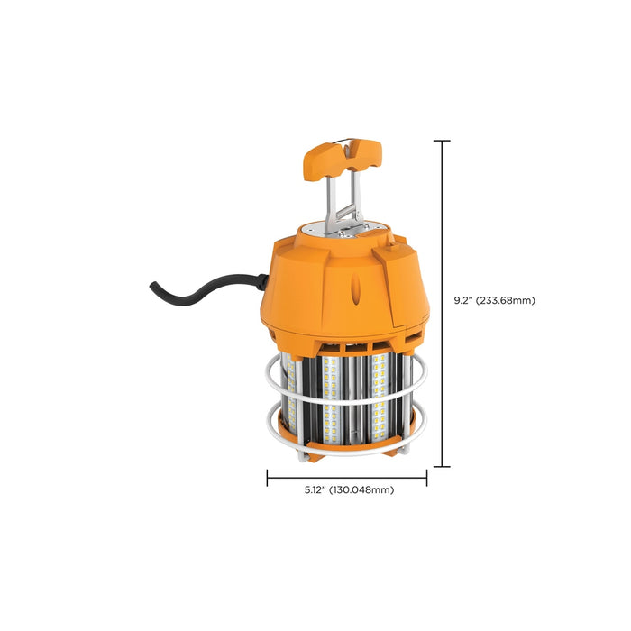 60 Watt LED Hi-Lumen temporary Hi-Bay Caged lamp - 5000K - Integrated Cord