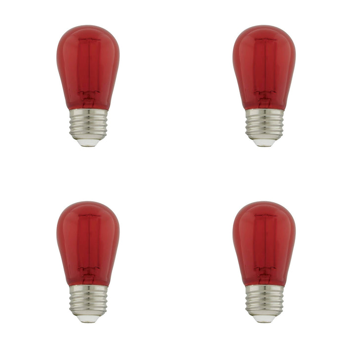 1 Watt - S14 LED Filament - Orange Transparent Glass Bulb - E26 Base - 120V - Non-Dimmable - Pack of 4