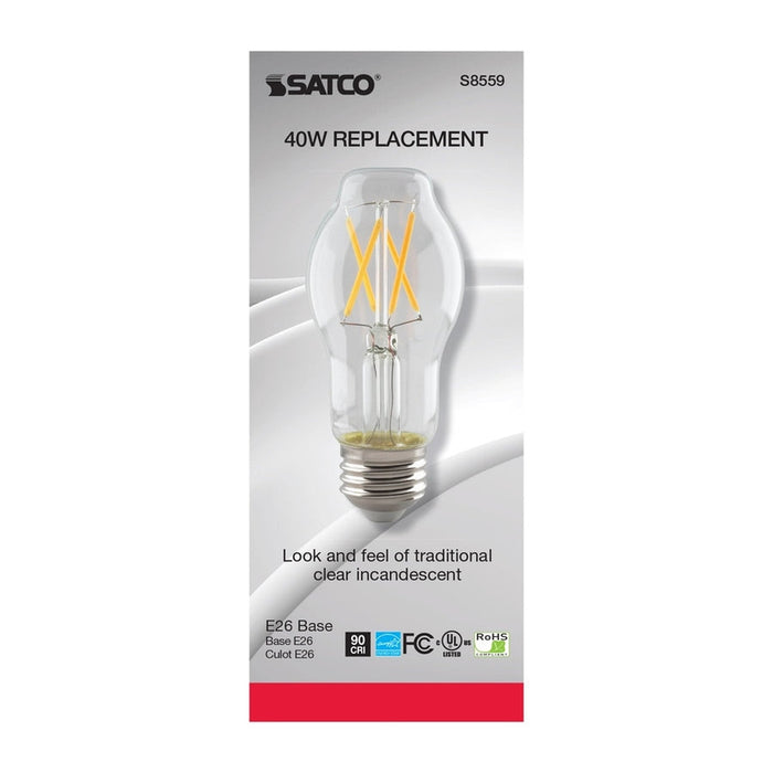 SATCO 5.5 Watt BT15 LED - Clear - Medium base - 2700K - 500 Lumens - 120 Volt S8559