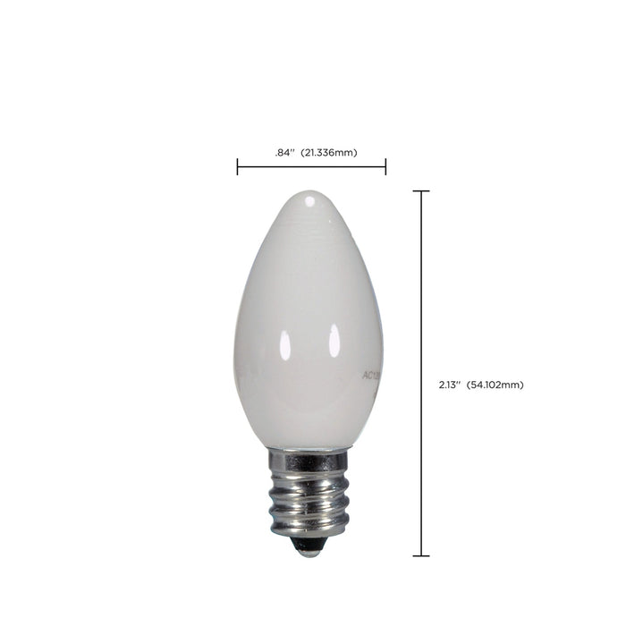 0.5 Watt LED - C7 - White - 2700K - Candelabra base - 120 Volt - Carded -  12 Pack