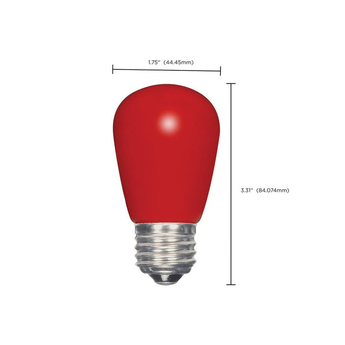 1.4 Watt LED - S14 - Ceramic Red - Medium base - 120 Volt - Carded - 12-Pack