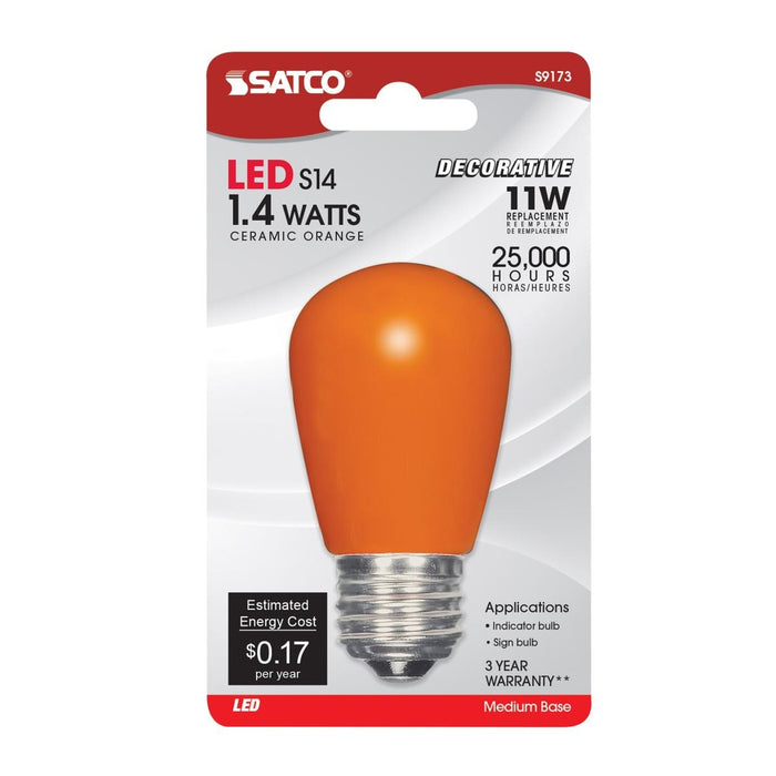 1.4 Watt LED - S14 - Ceramic Orange - Medium base - 120 Volt - Carded - 12-Pack