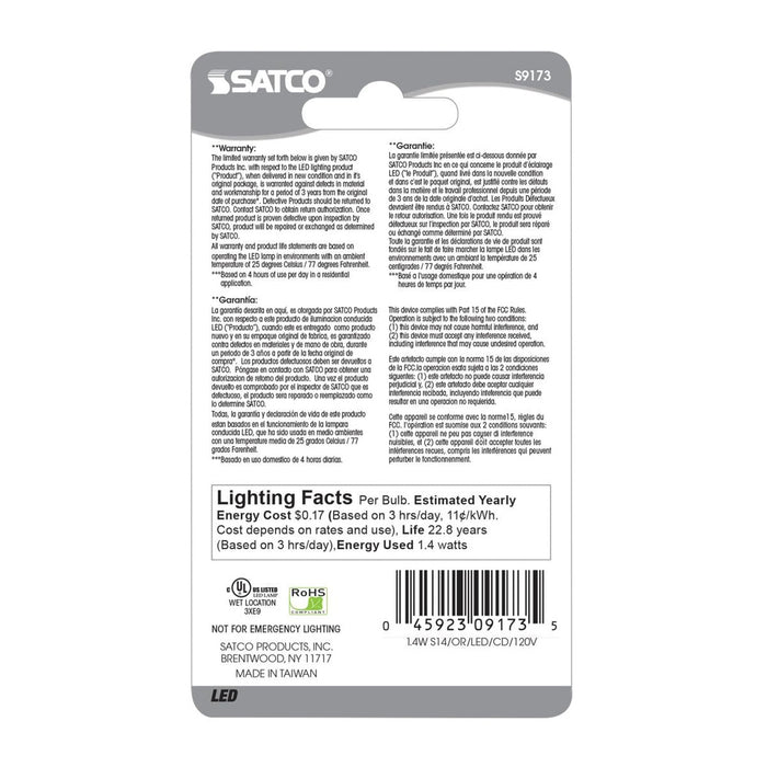 1.4 Watt LED - S14 - Ceramic Orange - Medium base - 120 Volt - Carded - 12-Pack