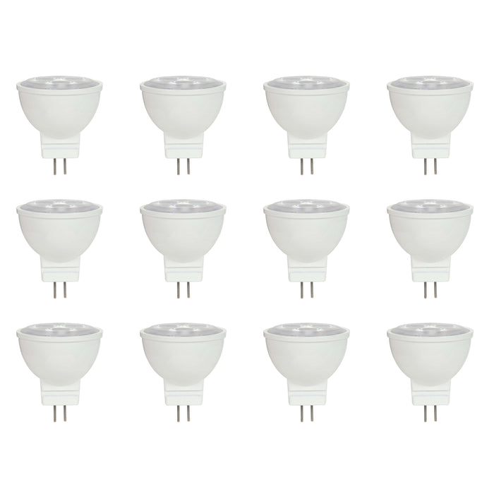 3W - LED - MR11 - 3000K - 25 deg. beam spread - 25000 Average rated hours - 210 Lumens - GU4 base - 12 Pack