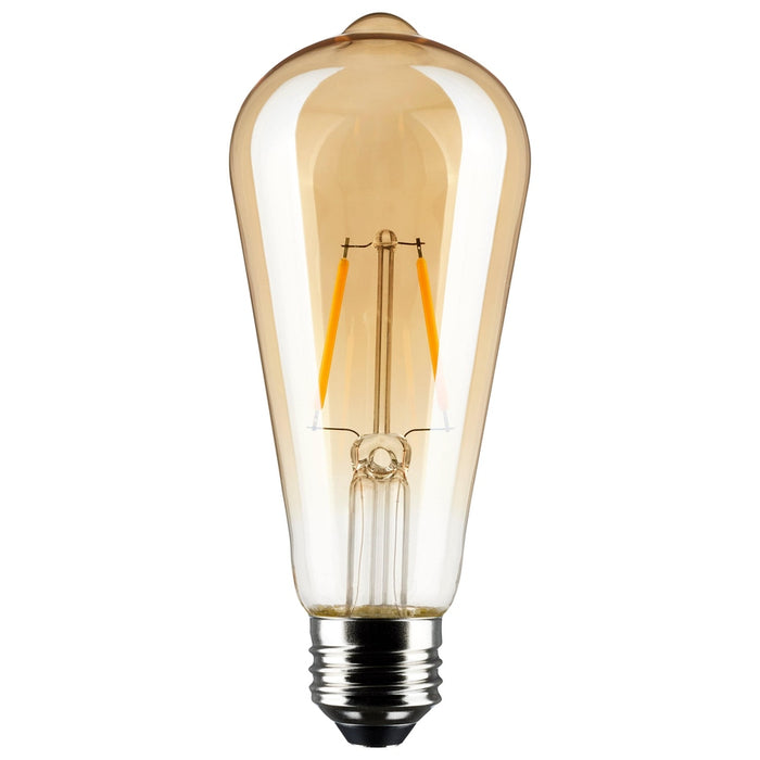 SATCO 2.5 Watt ST19 LED - Transparent Amber - Medium base - 2000K - 220 Lumens - 120 Volt S9577