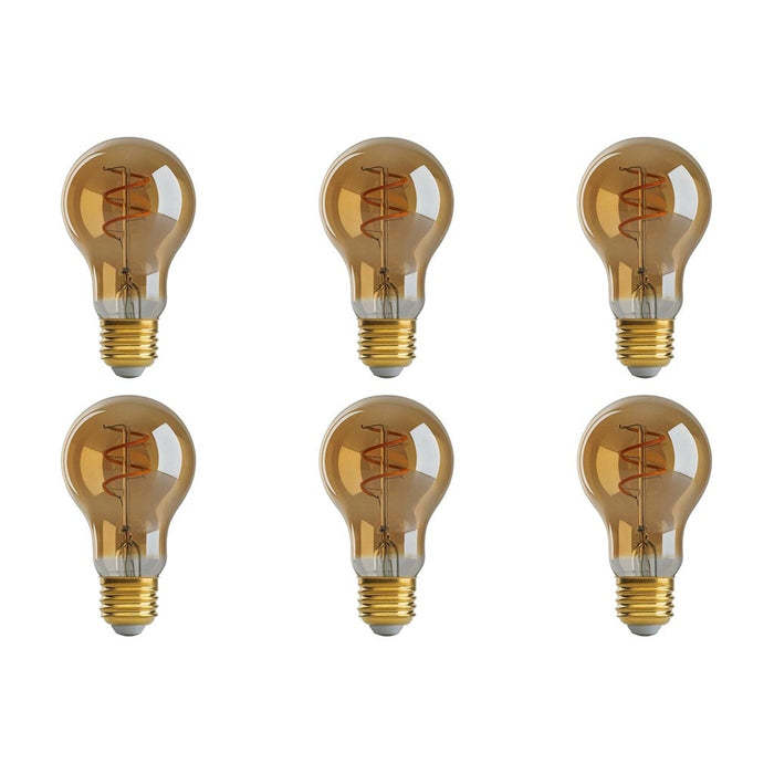 4.5W A19 LED - Amber - Medium base - 2000K - 260 Lumens - 120V - 6-Pack