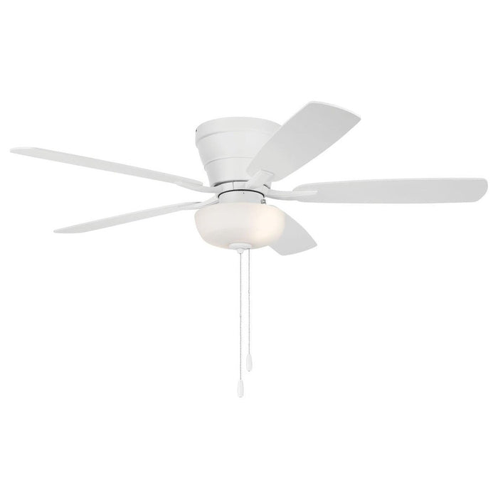 52" Wheeler 2-Light Bowl in White w/ White/Washed Oak Blades