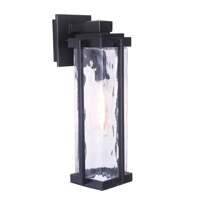 Pyrmont 1 Light Medium Outdoor Wall Lantern in Oiled Bronze Gilded with Clear Hammered Glass