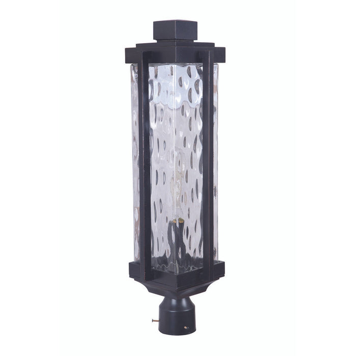 Pyrmont 1 Light Outdoor Post Mount in Oiled Bronze Gilded with Clear Hammered Glass