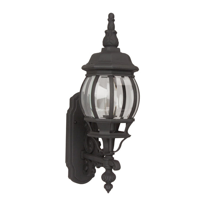 French Style 1 Light Small Outdoor Wall Lantern in Textured Black