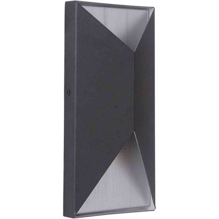 Peak 2 Light Small LED Outdoor Pocket Sconce in Textured Black/Brushed Aluminum