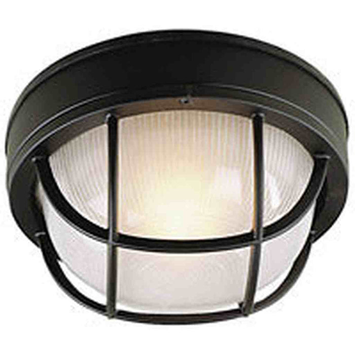 Round Bulkhead 1 Light Small Flush/Wall Mount in Textured Black