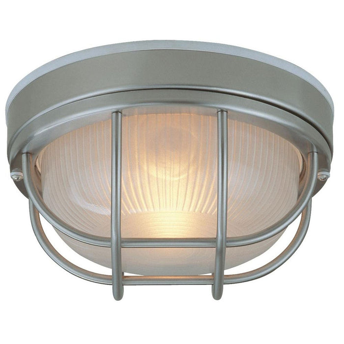 Round Bulkhead 1 Light Large Flush/Wall Mount in Stainless Steel