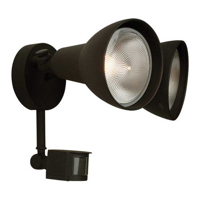 2 Light Covered Flood with Motion Sensor in Textured Black