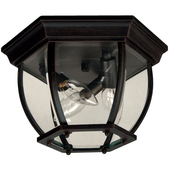 Bent Glass 3 Light Outdoor Flushmount in Textured Black