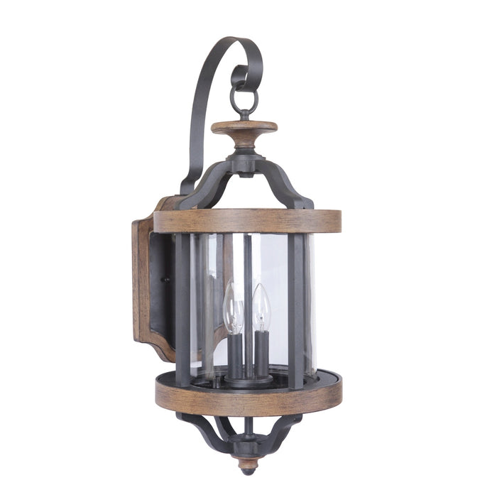 Ashwood 2 Light Large Outdoor Wall Lantern in Textured Black/Whiskey Barrel