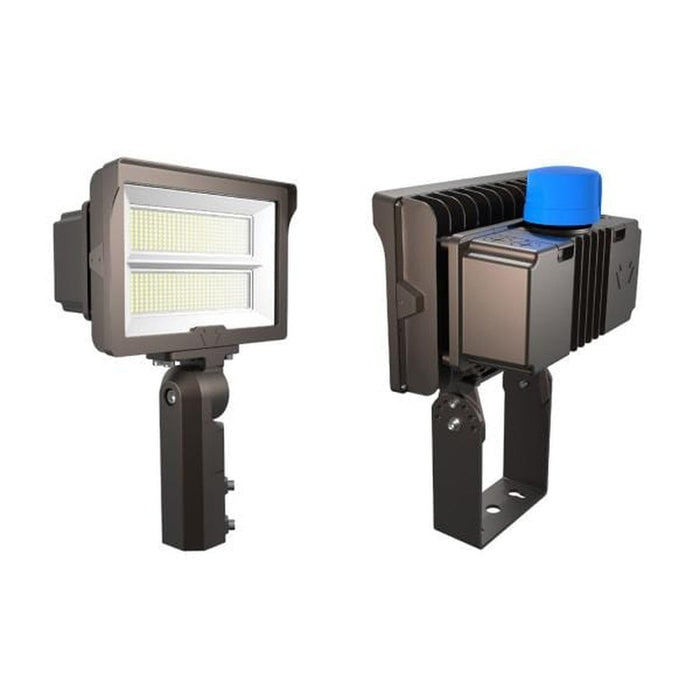 Keystone 140W LED Flood Light feat. Power Select, Color Select.  Rectangular Series 2 with 3-pin Photocell.  277-480V Input, 3000K/4000K/5000K. 5H x 5W Distribution KT-FLED140PSHV-R2D-UNV-8CSB-VDIM