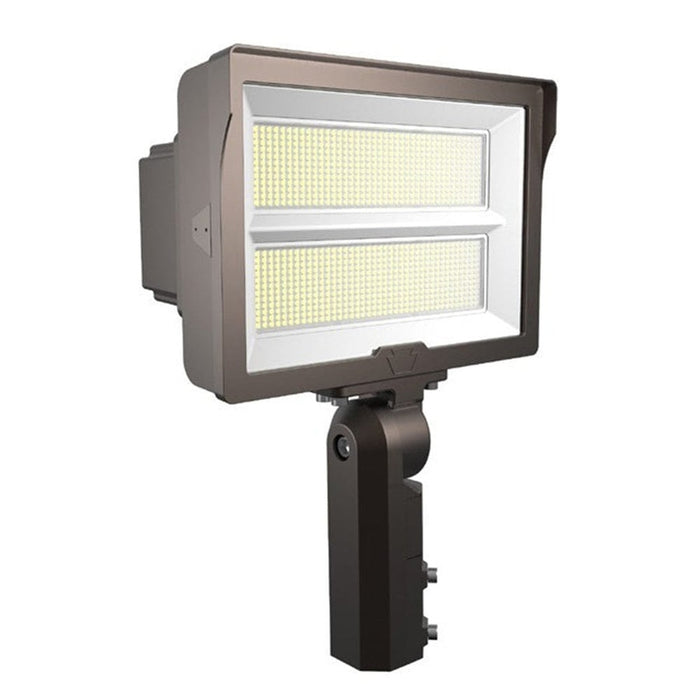 Keystone 290W LED Flood Light feat. Power Select, Color Select.  Rectangular Series 2 with 3-pin Photocell.  277-480V Input, 3000K/4000K/5000K. 5H x 5W Distribution, Slip Fitter and Trunnion Mount Included. KT-FLED290PSHV-R2D-UNV-8CSB-VDIM