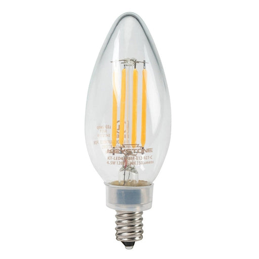 Keystone Straight Tip Chandelier Filament Bulb, 40W Equivalent, B11 shape, E12 Candalbra base, 3000K, 90 CRI , Clear KT-LED4.5FB11-E12-930-C