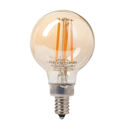 Keystone Small Globe Filament Bulb, 40W Equivalent, G16.5 shape, E12 Candelabra base, 2200K, 80 CRI, Amber KT-LED4.5FG16-E12-822-A