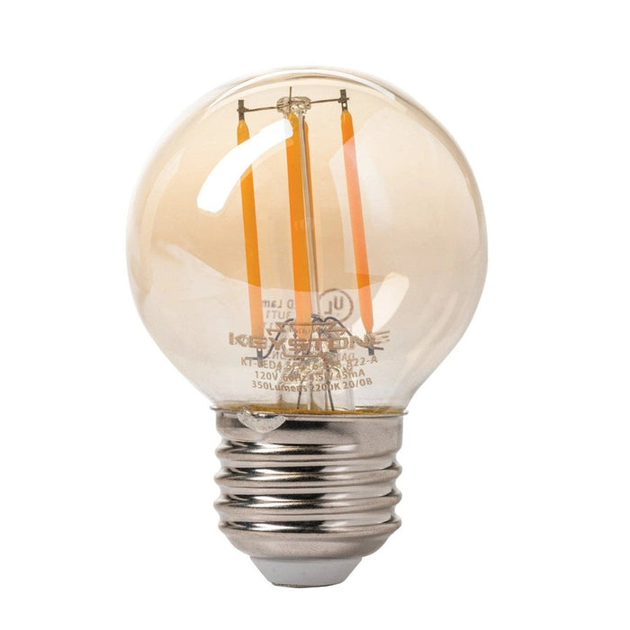 Keystone Small Globe Filament Bulb, 40W Equivalent, G16.5 shape, E26 Medium base, 2200K, 80 CRI, Amber KT-LED4.5FG16-E26-822-A