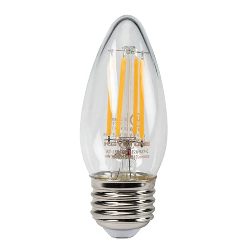 Keystone Straight Tip Chandelier Filament bulb, 40W Equivalent, B11 shape, E26 Medium base, 2700K, 90 CRI , Clear KT-LED4FB11-E26-927-C