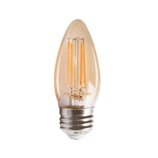 Keystone Straight Tip Chandelier Filament bulb, 60W Equivalent, B11 shape, E26 Medium base, 2200K, 80 CRI , Amber KT-LED5.5FB11-E26-822-A