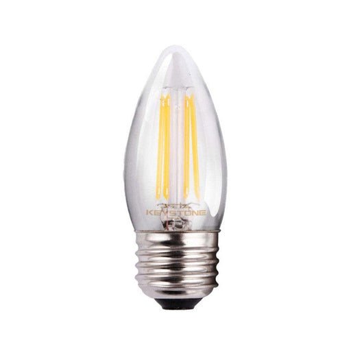 Keystone Straight Tip Chandelier Filament bulb, 60W Equivalent, B11 shape, E26 Medium base, 3000K, 90 CRI, Clear KT-LED5.5FB11-E26-930-C