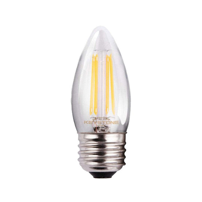 Keystone Straight Tip Chandelier Filament bulb, 60W Equivalent, B11 shape, E26 Medium base, 2700K, 90 CRI , Clear KT-LED5.5FB11-E26-927-C