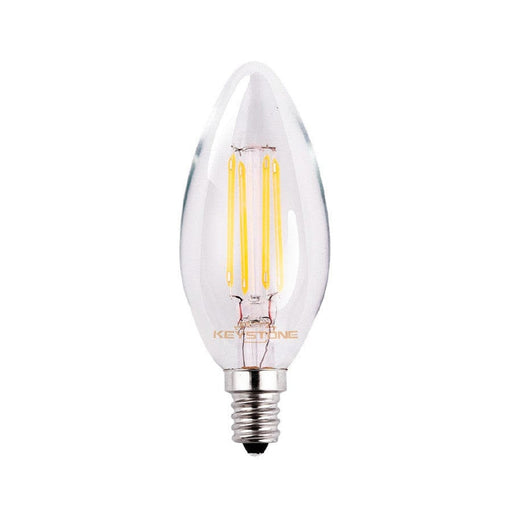 Keystone Straight Tip Chandelier Filament bulb, 60W Equivalent, B11 shape, E12 Candalbra base, 3000K, 90 CRI , Clear KT-LED5.5FB11-E12-930-C