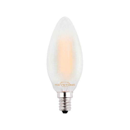 Keystone Straight Tip Chandelier Filament bulb, 60W Equivalent, B11 shape, E12 Candelabra base, 3000K, 90 CRI , Frosted KT-LED5.5FB11-E12-930-F